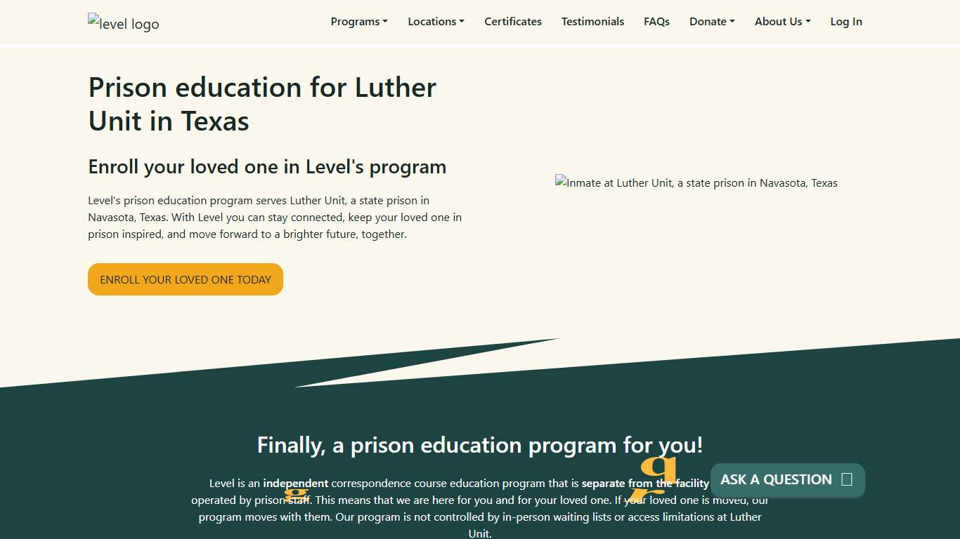 Prison Education For Luther Unit - Level